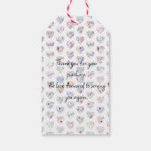 Thank you & heart in 17 langs as heart shapes cadeaulabel (Achterkant)