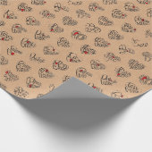 Thank you & heart in 44langs as BK ♡shaped pattern Cadeaupapier (Hoek)