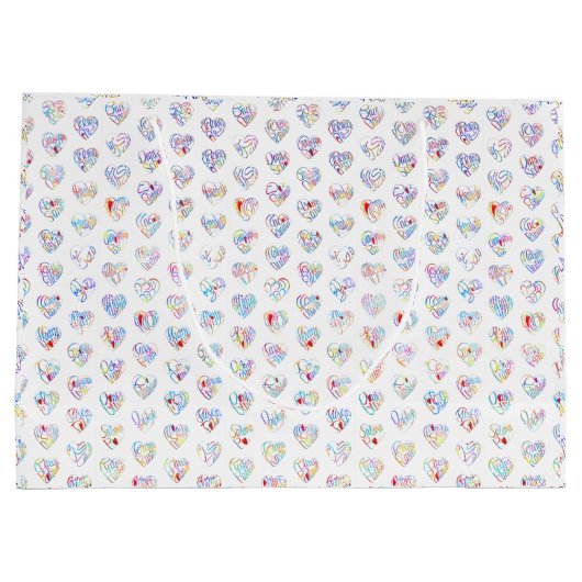 Thank you & heart in 44langs as ♡shaped DC pattern Groot Cadeauzakje (Achterkant)