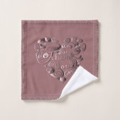 "Thank you" Heart on Dusty Rose Bad Handdoek (Wasdoekje)