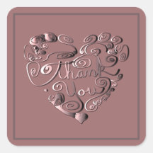 "Thank you" Heart on Dusty Rose