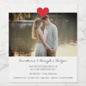 Thank You Heart Wedding Photo Engaged Couple Wijn Etiket (Enkel label)