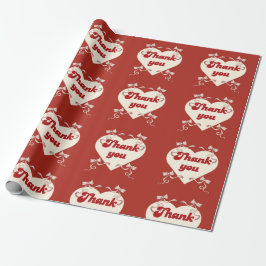 Thank You Heart with Vintage Ribbon Bows Design Cadeaupapier