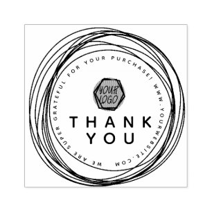 Thank You Hearts Circulair Boetiek Zakelijk Logo Rubberstempel
