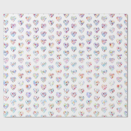 Thank you & hearts in 44langs as DC♡shaped pattern Cadeaupapier (Vlak)