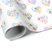 Thank you & hearts in 44langs as DC♡shaped pattern Cadeaupapier (Rol Hoek)