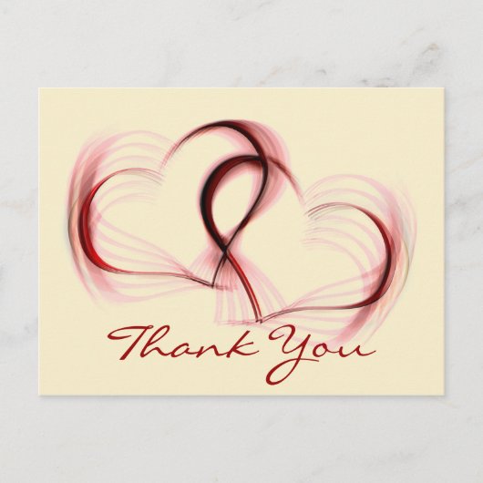 Thank You Hearts Pink & Red Greeting Postcard Briefkaart (Voorkant)