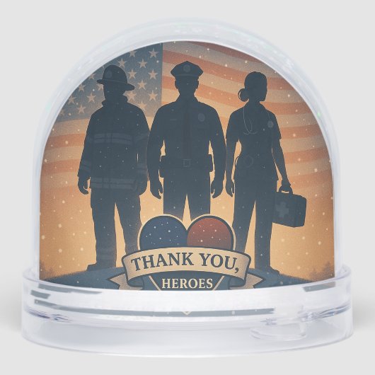 "Thank You, Heroes" First Responder Snow Globe Sneeuwbol (Achterkant)