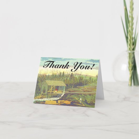 "Thank You!" + Historical Rustic Lumber Mill Kaart (Voorkant)