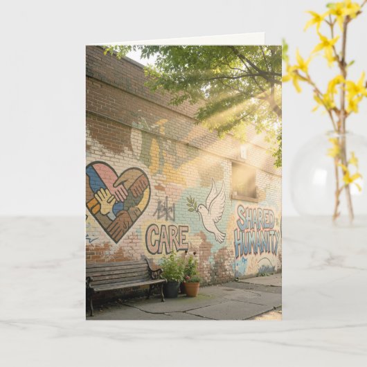 Thank You Humanity Graffiti On Brick Wall Mural Kaart (Gele Bloem)