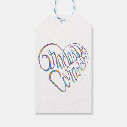 Thank you in 17 langs as heart shapes cadeaulabel (Voorkant)