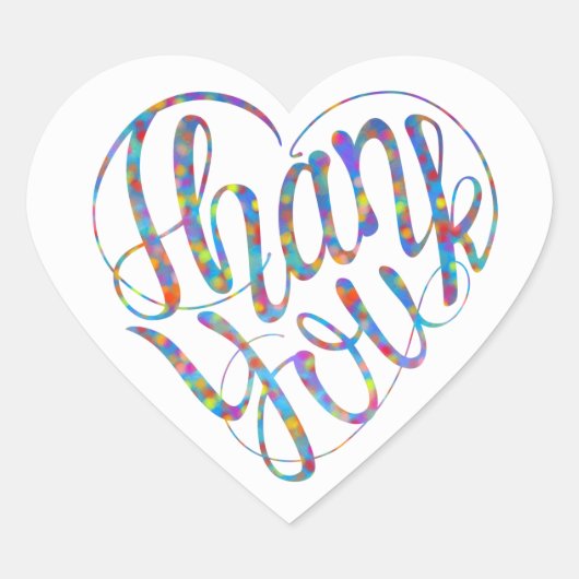 Thank you in 17 langs as heart shapes hart sticker (Voorkant)