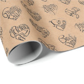 Thank you in 44langs as black heart shaped pattern cadeaupapier (Rol Hoek)