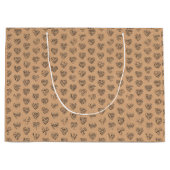 Thank you in 44langs as black heart shaped pattern groot cadeauzakje (Voorkant)