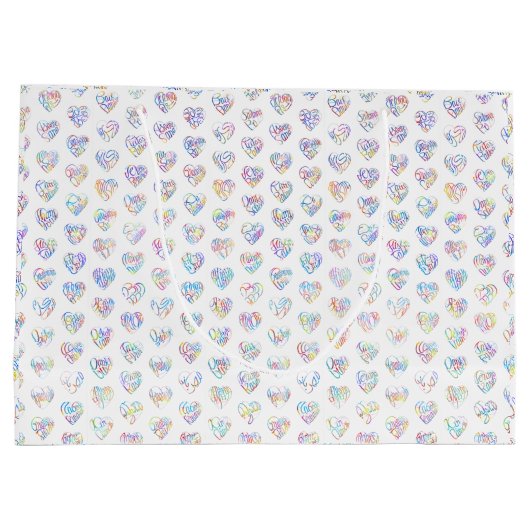 Thank you in 44langs as heart shaped DC pattern Groot Cadeauzakje (Achterkant)