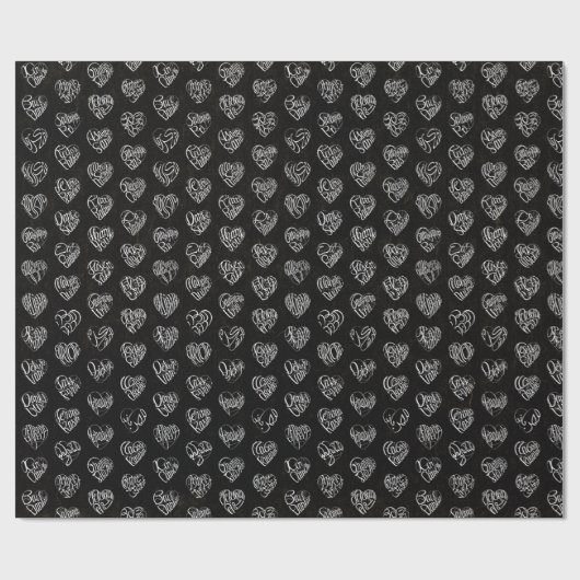 Thank you in 44langs as white heart shaped pattern cadeaupapier (Vlak)