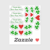 Thank You Irish Shamrock grenst aan rood hart Sticker (Vel)