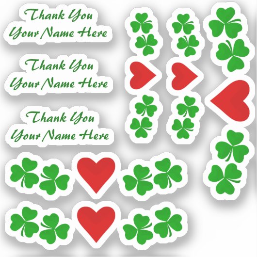 Thank You Irish Shamrock grenst aan rood hart Sticker (Voorkant)