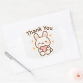Thank You Kawaii Bunny Oval Sticker (Envelop)