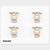 Thank You Kawaii Bunny Oval Sticker (Vel)