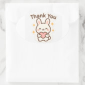 Thank You Kawaii Bunny Oval Sticker (Tas)