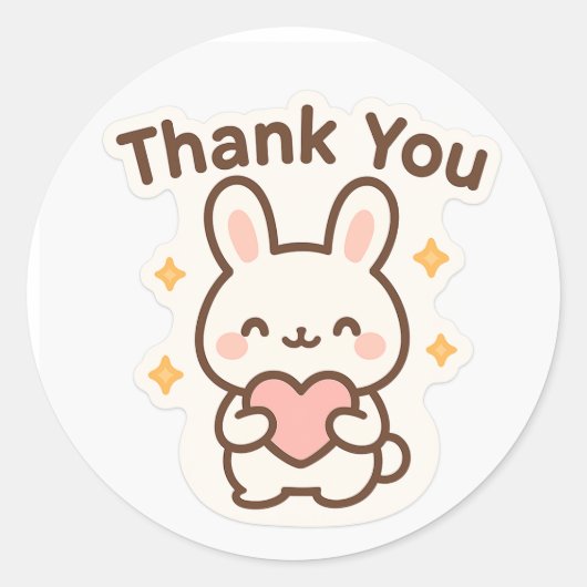 Thank You Kawaii Bunny Sticker (Voorkant)