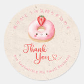 Thank You Kawaii Pink Donut Kraft Bakery Ronde Sticker (Voorkant)