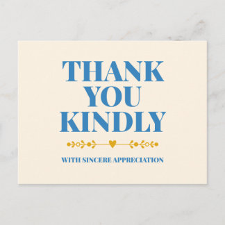 Thank You Kindly Elegant Typography Postcard Briefkaart