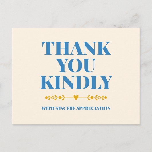 Thank You Kindly Elegant Typography Postcard Briefkaart (Voorkant)