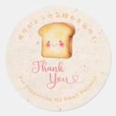 Thank You Kraft Kawaii Bread Bakery Ronde Sticker (Voorkant)