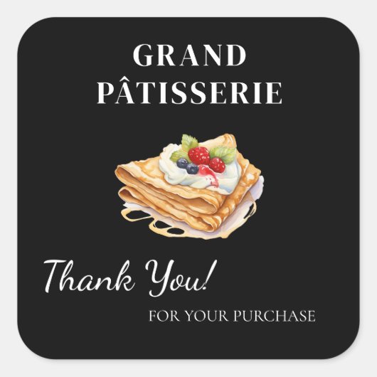 Thank You Label voor Cafe & Bakkerij kleine bedrij (Voorkant)