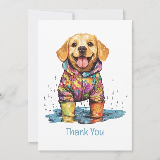 Thank You Labrador Retriever Rain Puddle Bedankkaart (Voorkant)