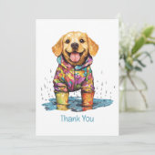 Thank You Labrador Retriever Rain Puddle Bedankkaart (Staand voorkant)
