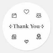 Thank You Line Art Ronde Sticker (Voorkant)