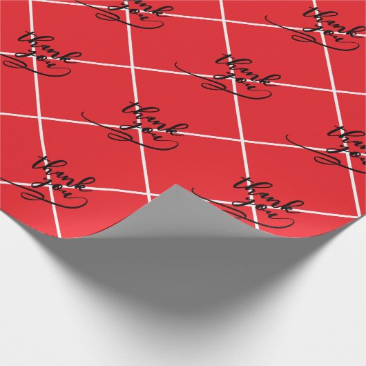 Thank You Lines Bright Red Classical Unique Simple Cadeaupapier (Hoek)