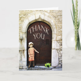Thank you, little girl and green frog. bedankkaart