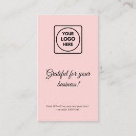 Thank You Logo | Blush Pink Modern Business Kortingskaartje