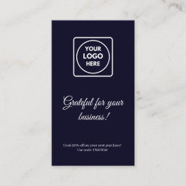 Thank You Logo | Navy Blue Business Design Kortingskaartje