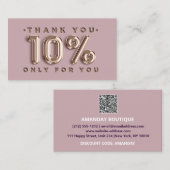 Thank You Logo QRCODE 10% Korting Code Goud Visitekaartje (Voorkant / Achterkant)