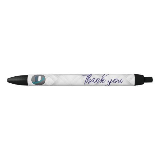 Thank you & Logo white Zwarte Inkt Pen (Voorkant)
