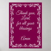Thank You Lord Blessings Prayer Custom Burgundy Poster (Voorkant)