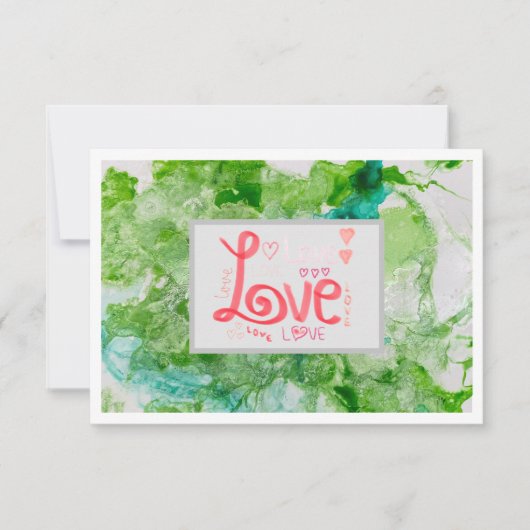 Thank You Love Notecard 3.5" x 5" - Groen Bedankkaart (Voorkant)