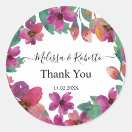 Thank you lovely pastel colored watercolor flowers ronde sticker