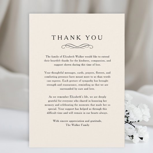 Thank you - Memorial Funeral Beige Card Bedankkaart
