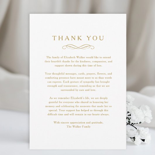 Thank you - Memorial Funeral White Card Bedankkaart