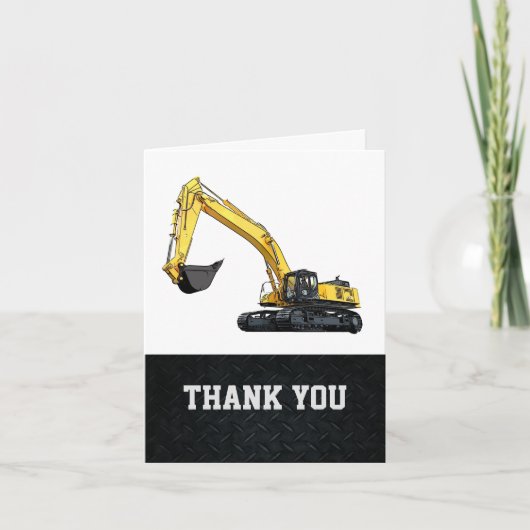 Thank You Men's Excavator Note Card Construction Bedankkaart (Voorkant)