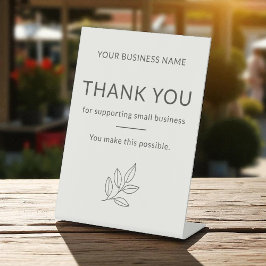 Thank You Minimalist Small Business Neutral Reclamebord Met Voetstuk