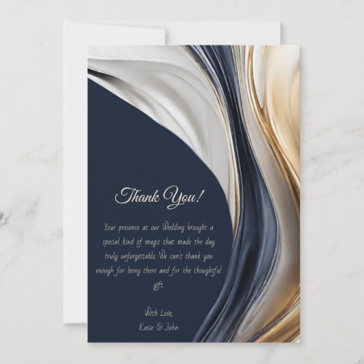 Thank You-Modern Abstract -Blue White Gold- Kaart (Voorkant)