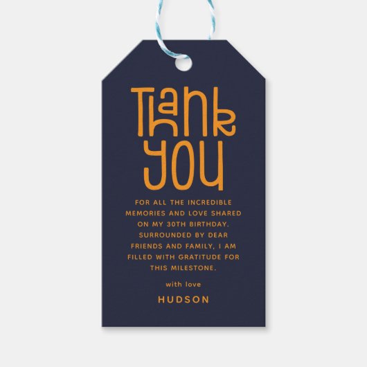 Thank You Modern Birthday Favor Cadeaulabel (Voorkant)