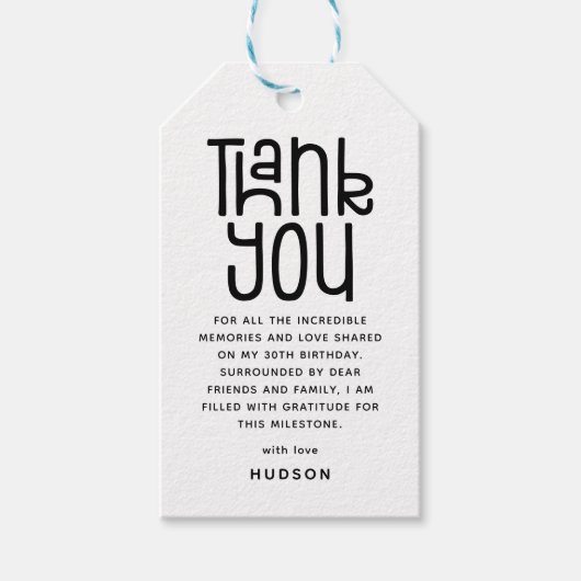 Thank You Modern Birthday Favor Cadeaulabel (Voorkant)